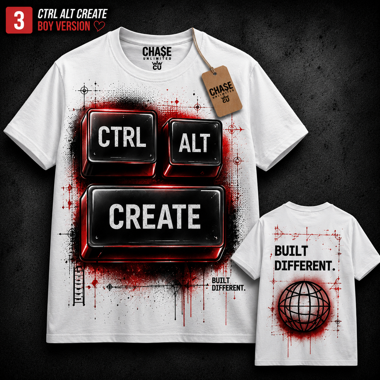 CTRL Chase Unlimited gamer tee red and black